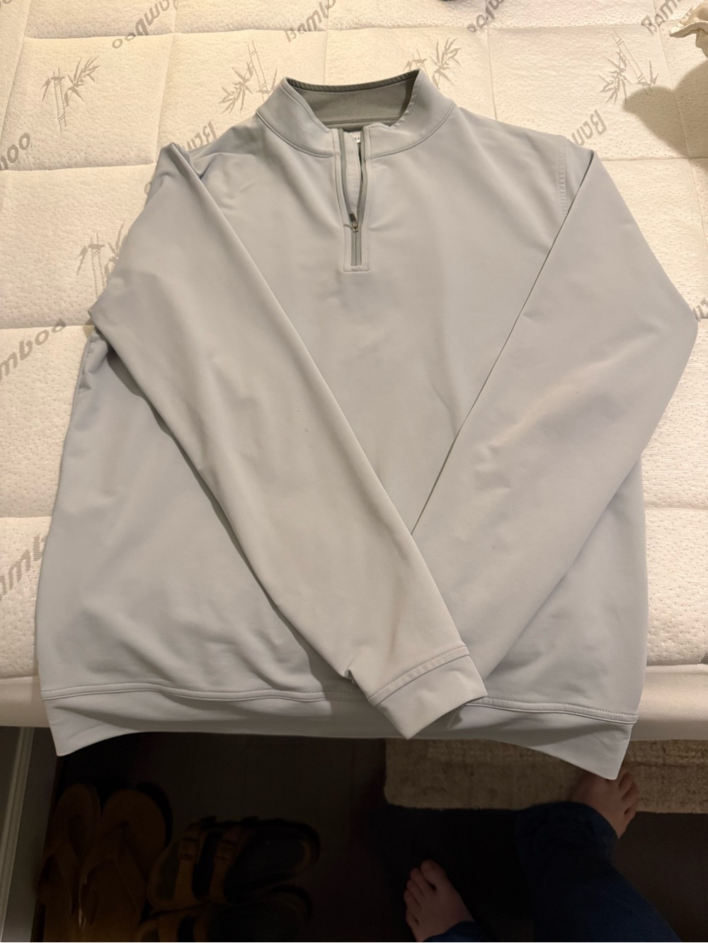 Peter Millar Men's Light Gray Zip-Up Pullover